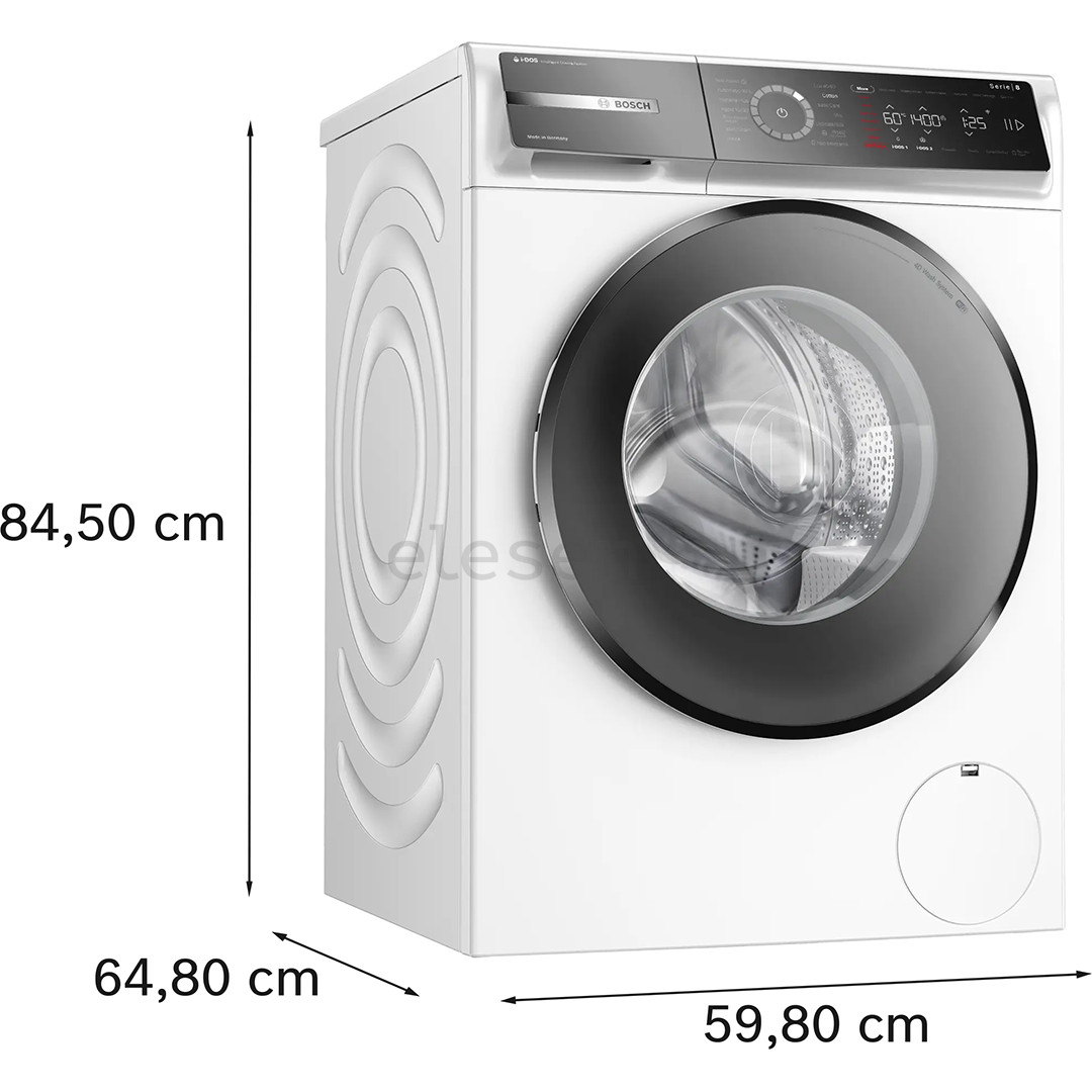 Bosch Series 8, iDos, 9 kg, depth 59 cm, 1400 rpm, white - Front load washing machine
