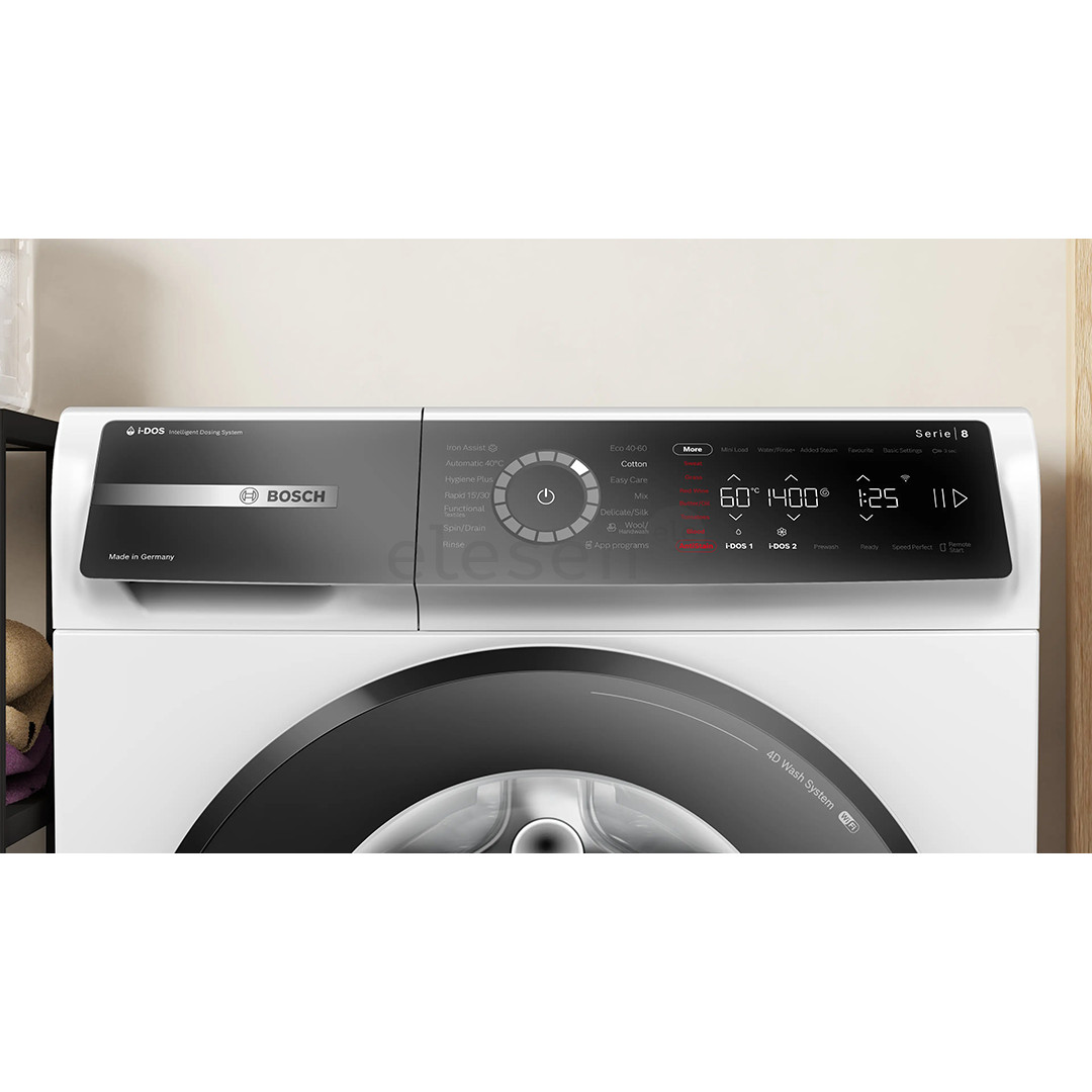 Bosch Series 8, iDos, 9 kg, depth 59 cm, 1400 rpm, white - Front load washing machine
