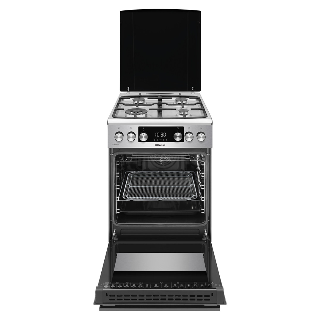 Hansa, 65 L, katalizė, plotis 50 cm, nerūdijančio plieno - Dujinė viryklė su elektrine orkaite