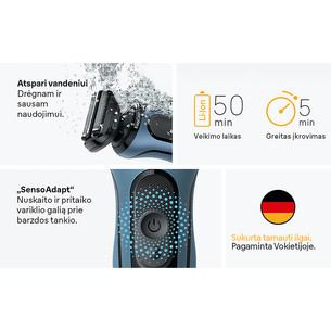 Braun Series 5, Wet & Dry, blue - Beard trimmer