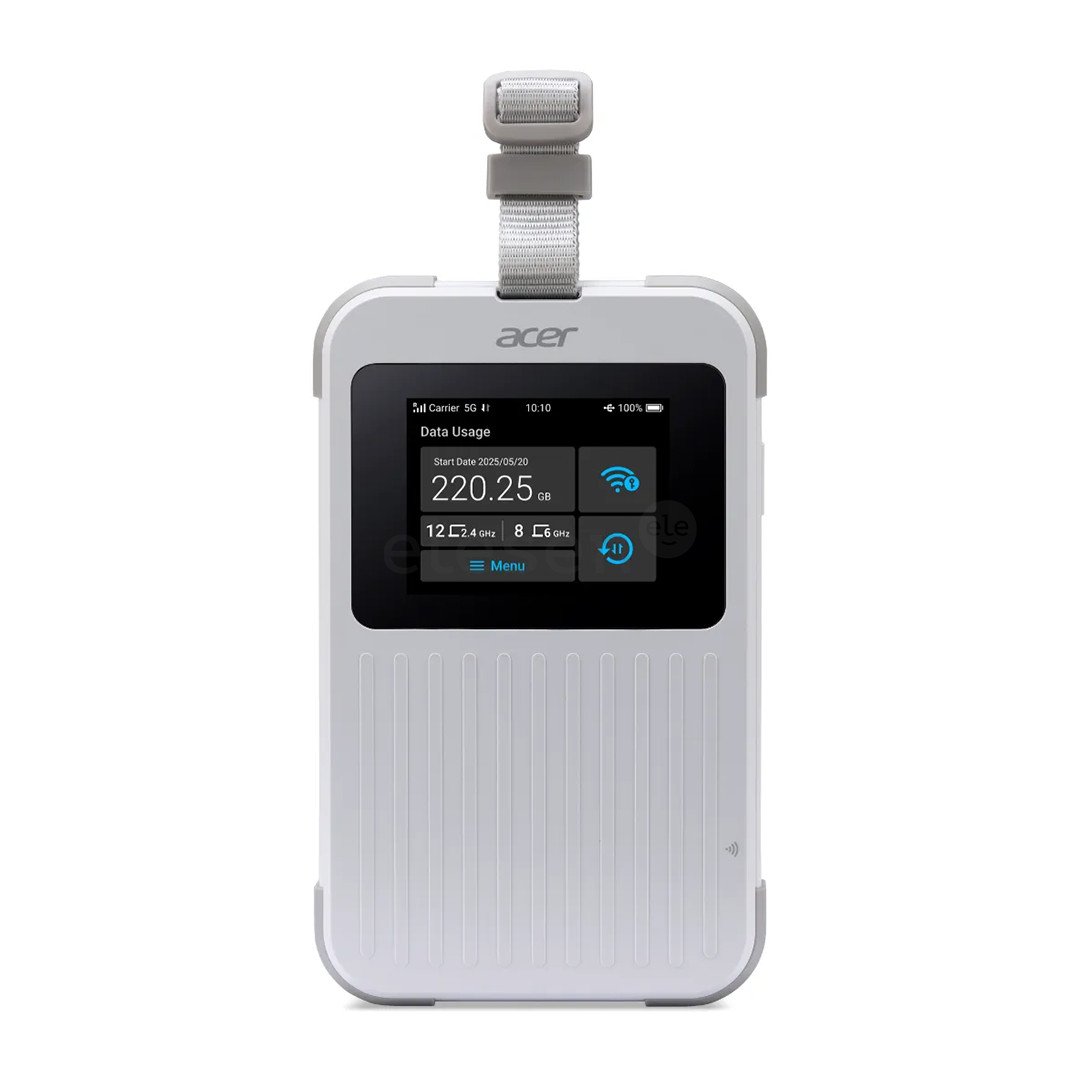 Acer Connect M6E 5G Mobile WiFi, 8000mAh, šviesiai pilkas - Wi-Fi maršrutizatorius