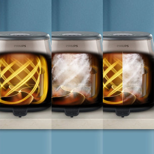 Philips 5000 Series, 7,2 L, 2000 W, garų funkcija, aukso spalvos/juoda - Karšto oro gruzdintuvė