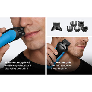 Braun Series 3 Shave & Style, Wet & Dry, mėlynas - Skustuvas