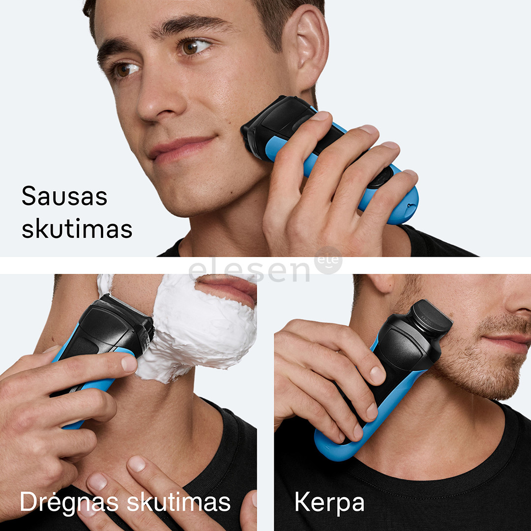 Braun Series 3 Shave & Style, Wet & Dry, mėlynas - Skustuvas