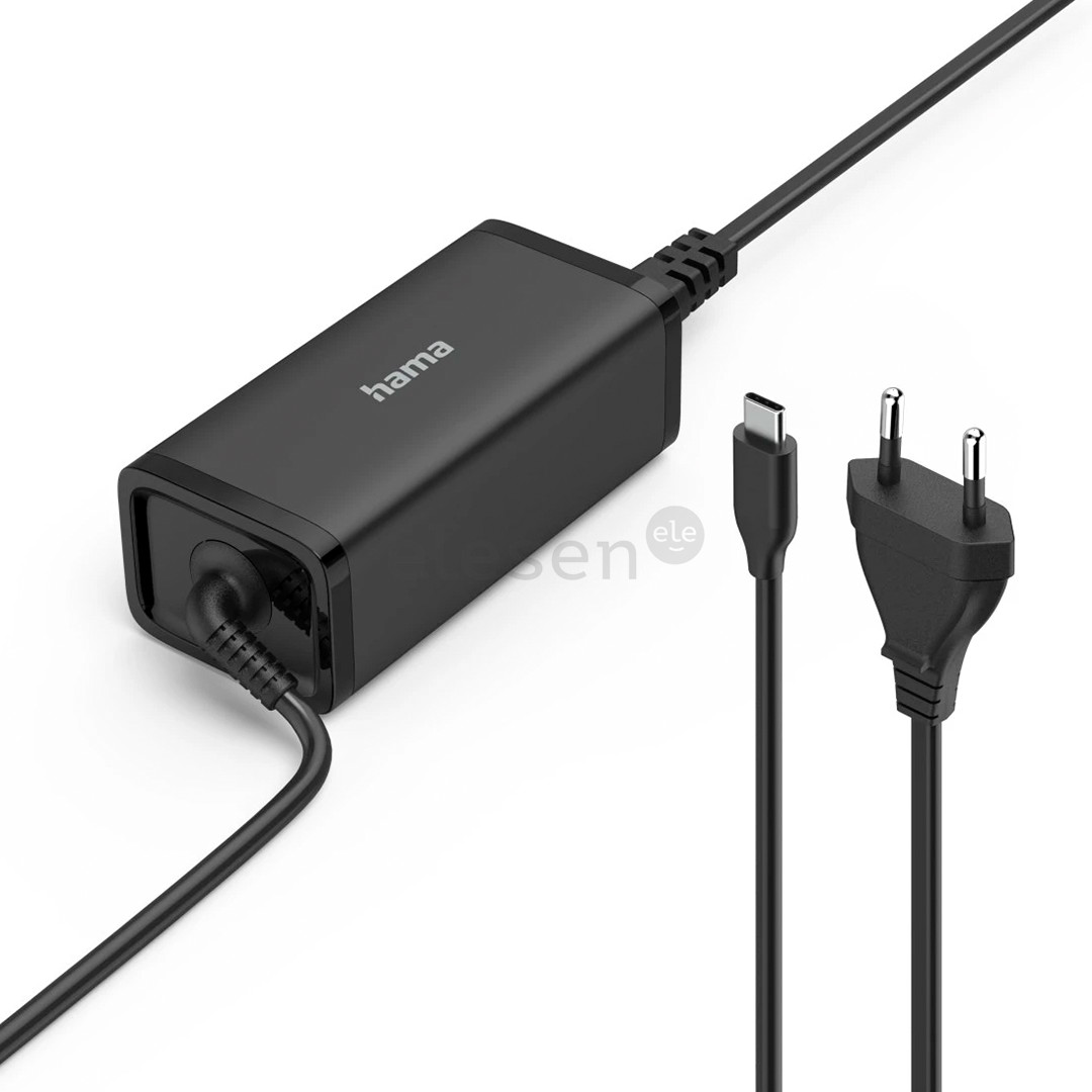 Hama Universal USB-C Notebook Power Adapter, GaN, USB-C, PD  5-20V/100W, juodas - Įkroviklis