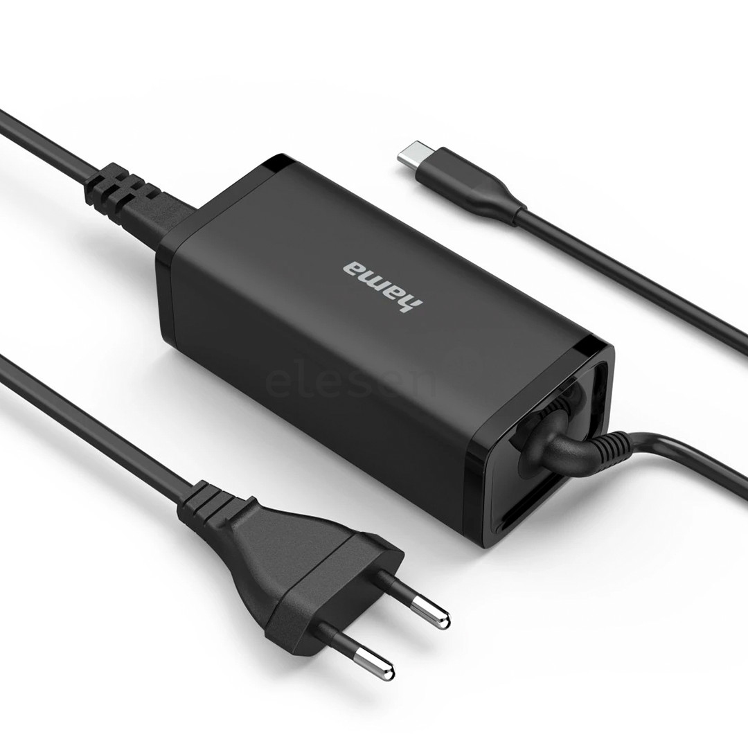 Hama Universal USB-C Notebook Power Adapter, GaN, USB-C, PD  5-20V/100W, juodas - Įkroviklis