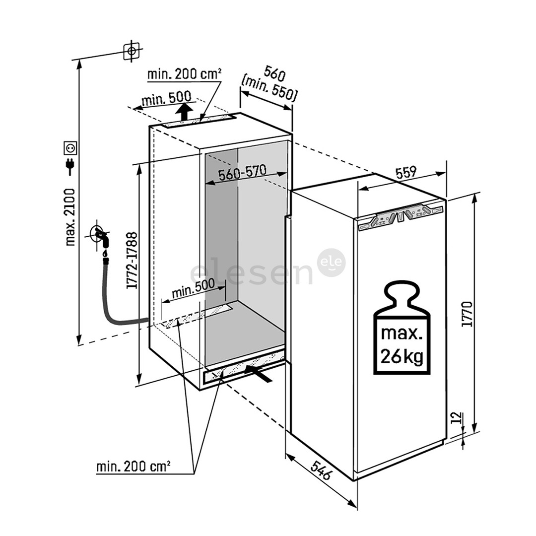 Liebherr peak BioFresh, 296 л, высота 177 см - Интегрируемый холодильный шкаф