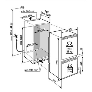 Liebherr peak BioFresh, NoFrost, 246 л, высота 177 см - Интегрируемый холодильник