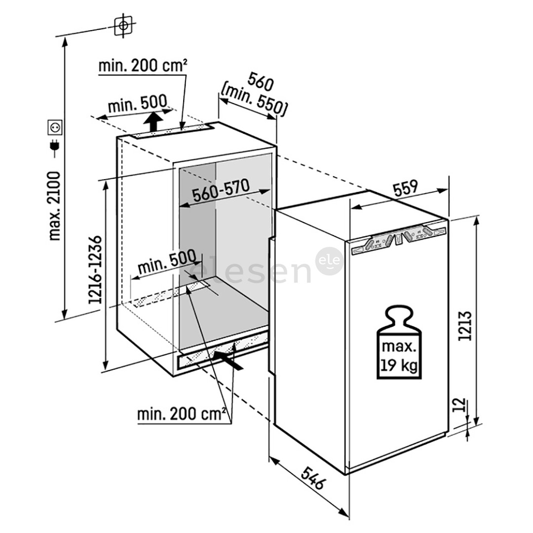 Liebherr plus BioFresh, 173 л, высота 122 см - Интегрируемый холодильник