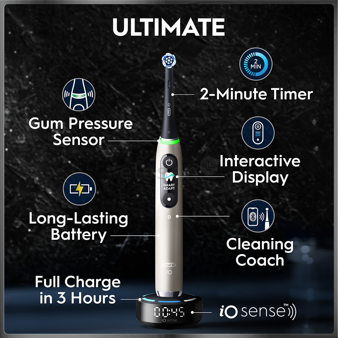 Braun Oral-B iO 10, Gold Edition, juodas/aukso spalvos - Elektrinis dantų šepetėlis