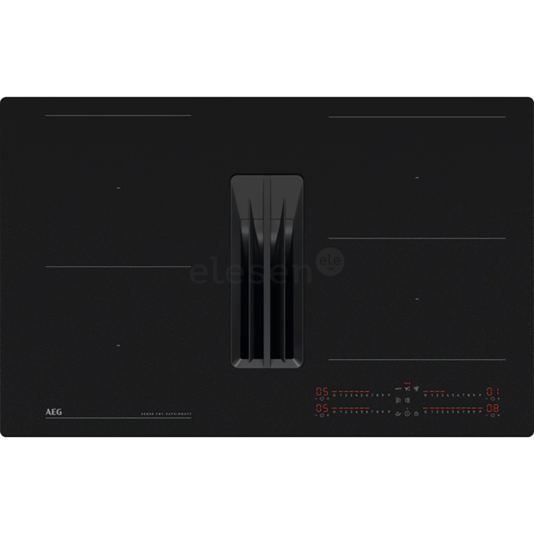 AEG 7000 Series SaphirMatt® Hob2Hood, width 80 cm, black - Built-in induction hob with cooker hood