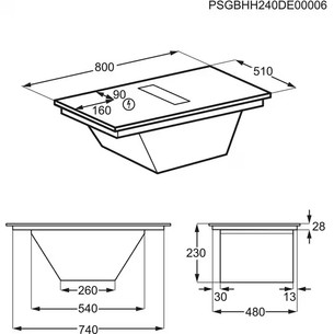 AEG 7000 Series SaphirMatt® Hob2Hood, width 80 cm, black - Built-in induction hob with cooker hood