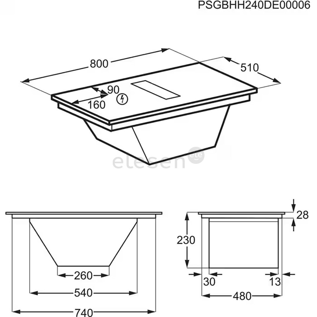 AEG 7000 Series SaphirMatt® Hob2Hood, width 80 cm, black - Built-in induction hob with cooker hood