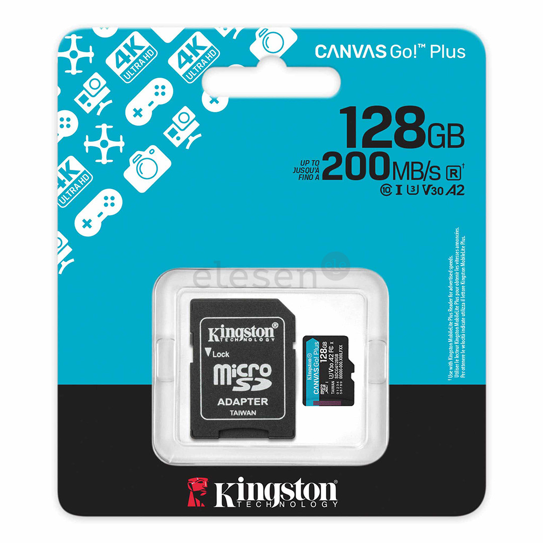 Kingston Canvas Go! Plus, microSDXC, 128 GB, black - Memory card