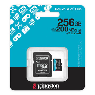 Kingston Canvas Go! Plus, microSDXC, 256 GB, juoda - Atminties kortelė