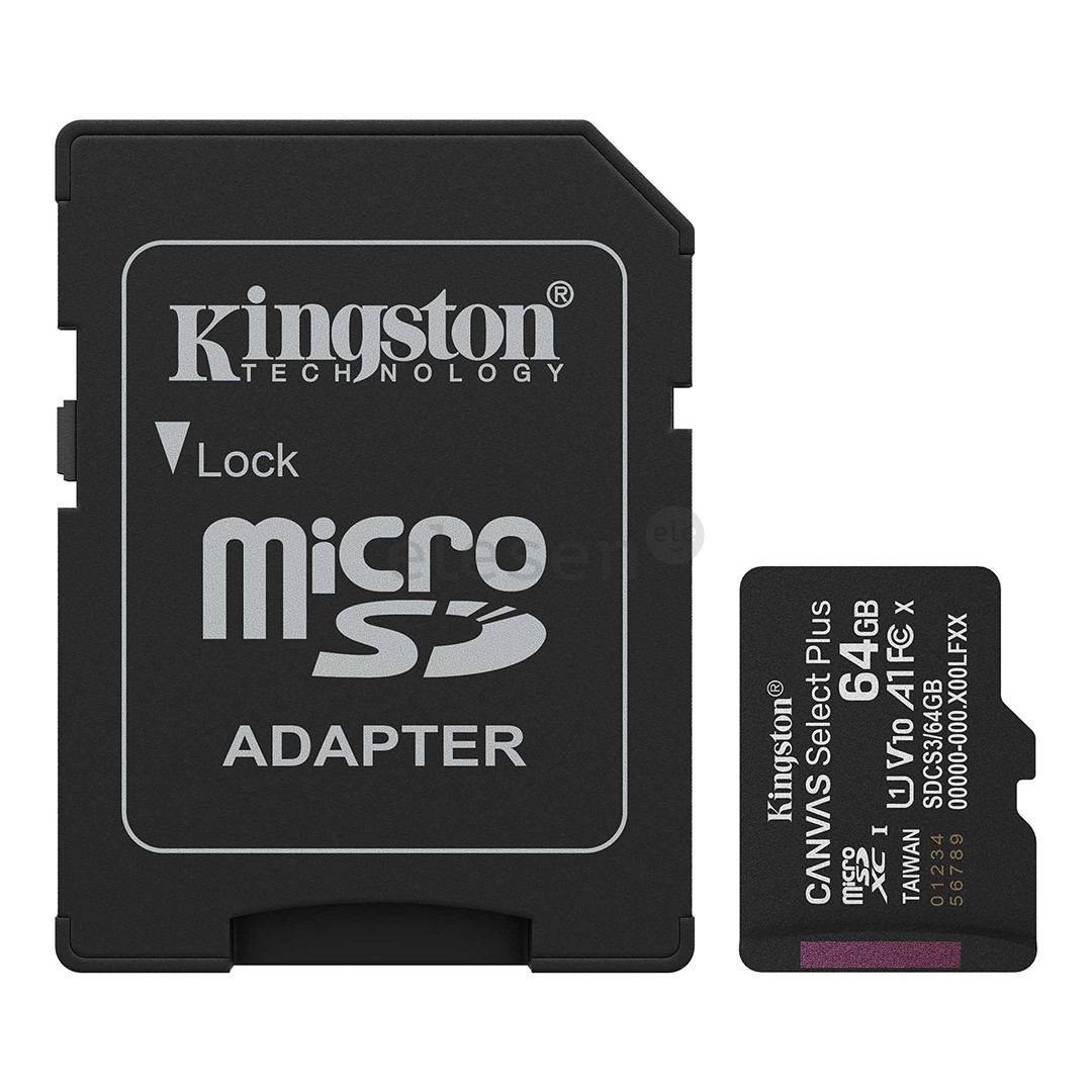 Kingston Canvas Select Plus, UHS-I, microSD, 64 GB, black - Memory card
