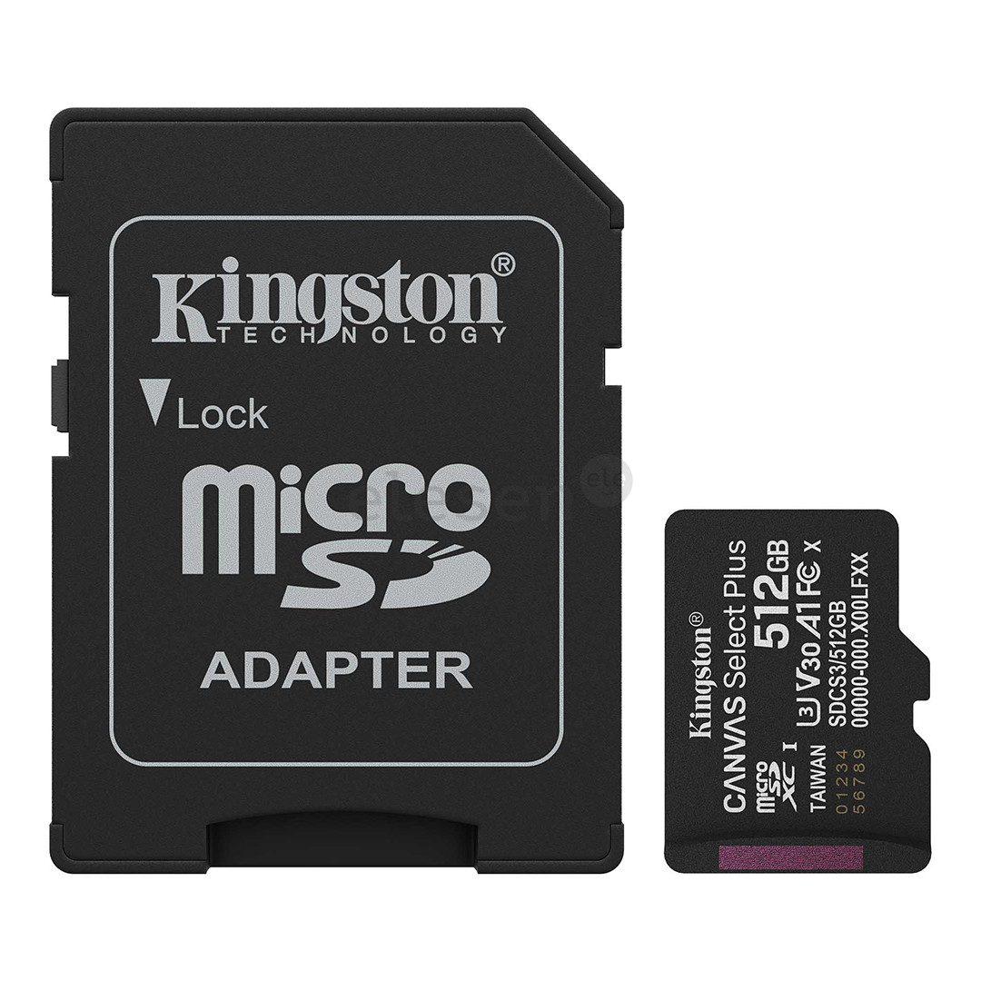 Kingston Canvas Select Plus, UHS-I, microSD, 512 GB, black - Memory card