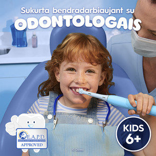 Braun Oral-B iO Kids, Disney, Stitch, mėlynas - Elektrinis dantų šepetėlis + kelioninis dėklas