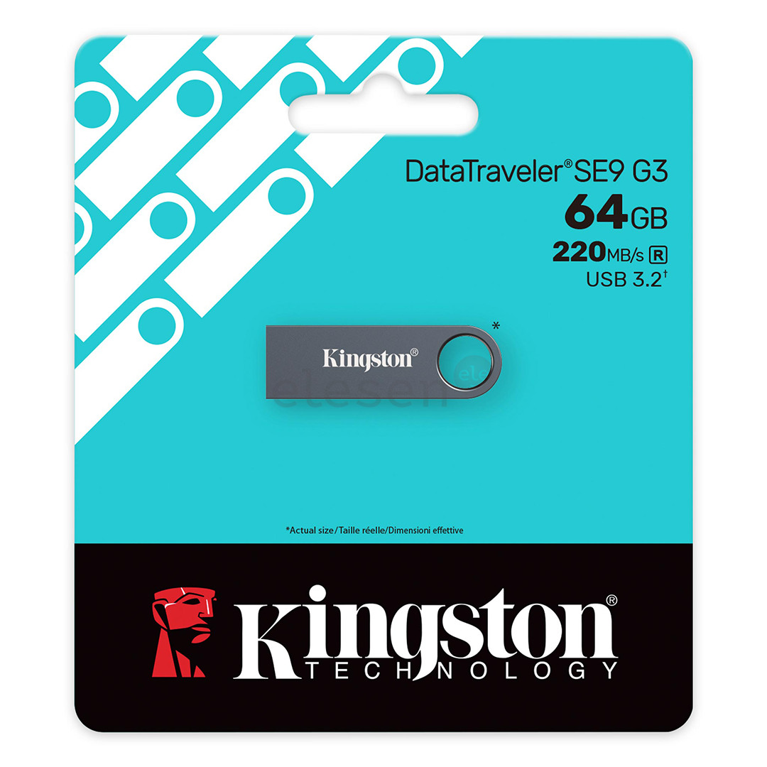 Kingston DataTraveler SE9 G3, 64 GB, tamsiai pilka - USB atmintinė
