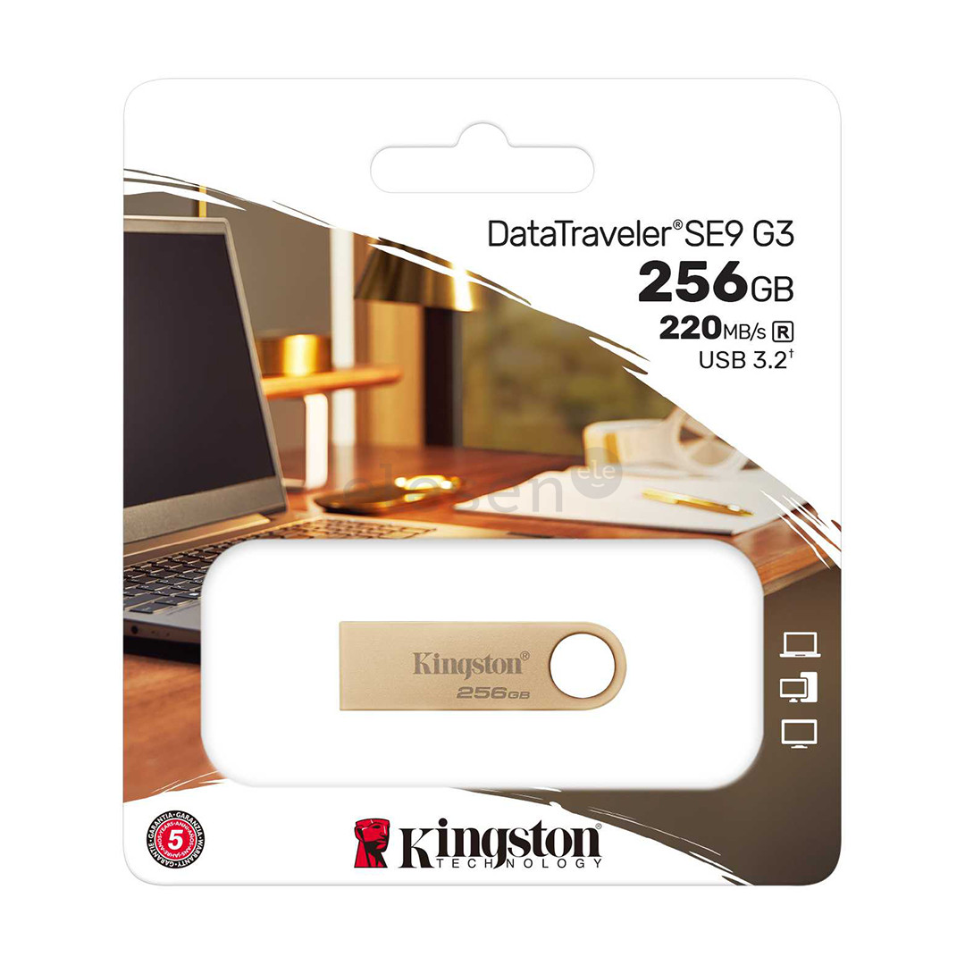 Kingston DataTraveler SE9 G3, 256 GB, aukso spalvos - USB atmintinė