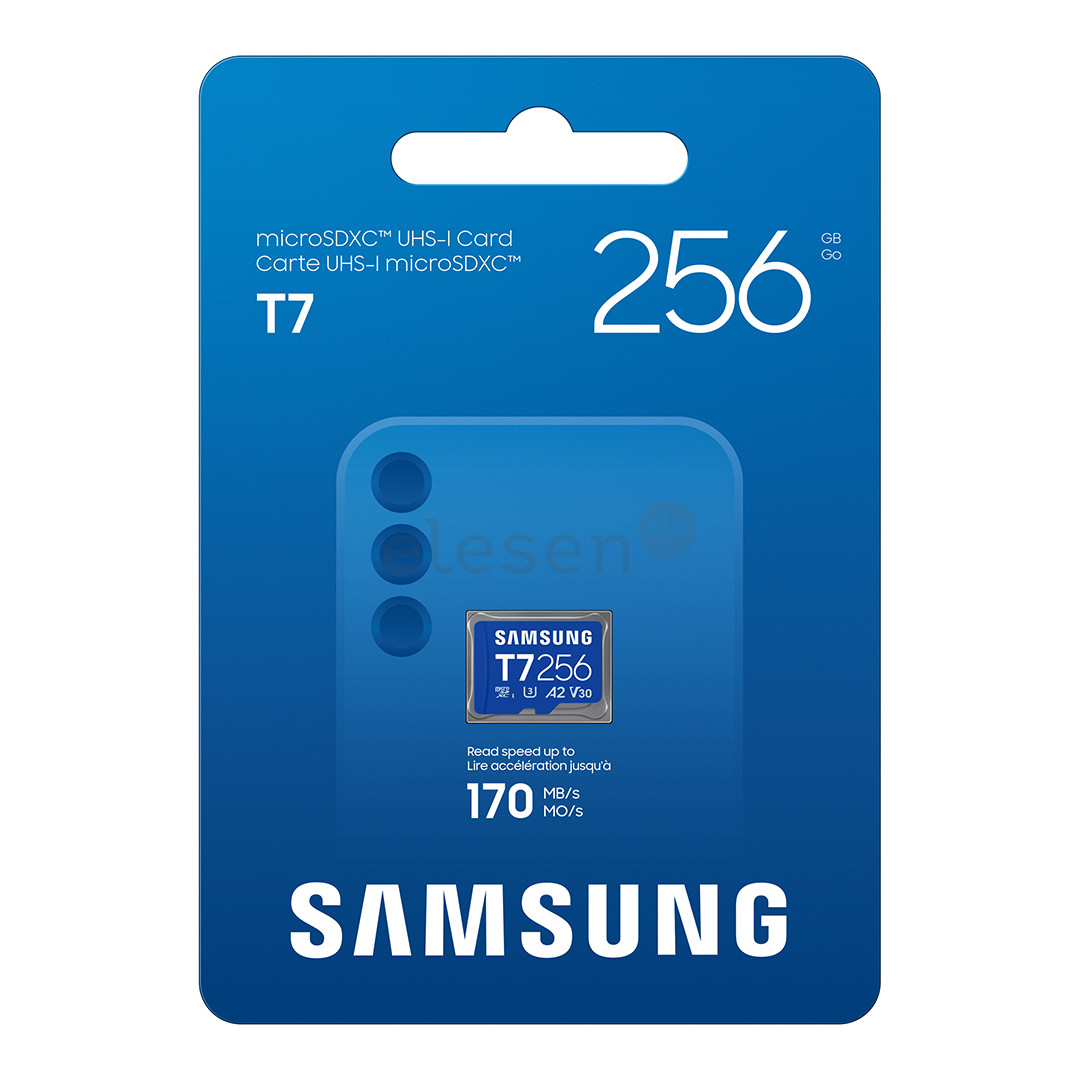 Samsung microSD kortelė T7, 256 GB, UHS-I, mėlyna - Atminties kortelė