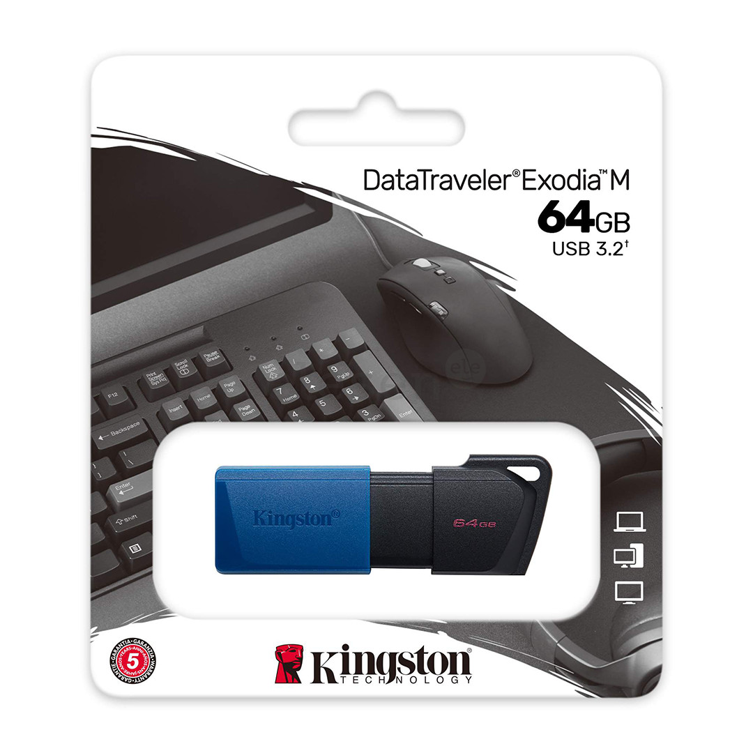 Kingston DataTraveler Exodia M, 64 GB, mėlyna - USB atmintinė