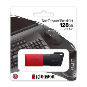 Kingston DataTraveler Exodia M, 128 GB, raudona - USB atmintinė