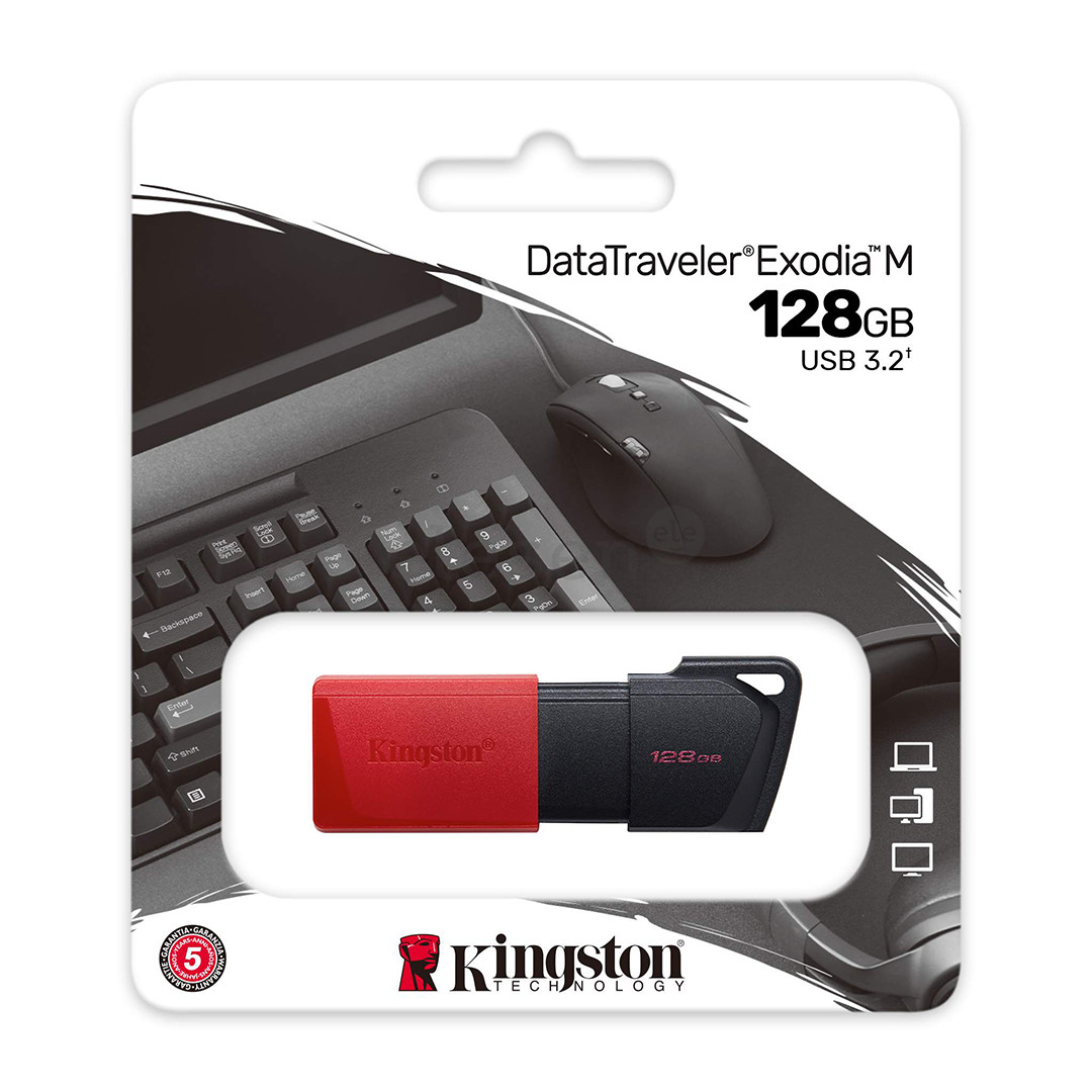 Kingston DataTraveler Exodia M, 128 GB, raudona - USB atmintinė