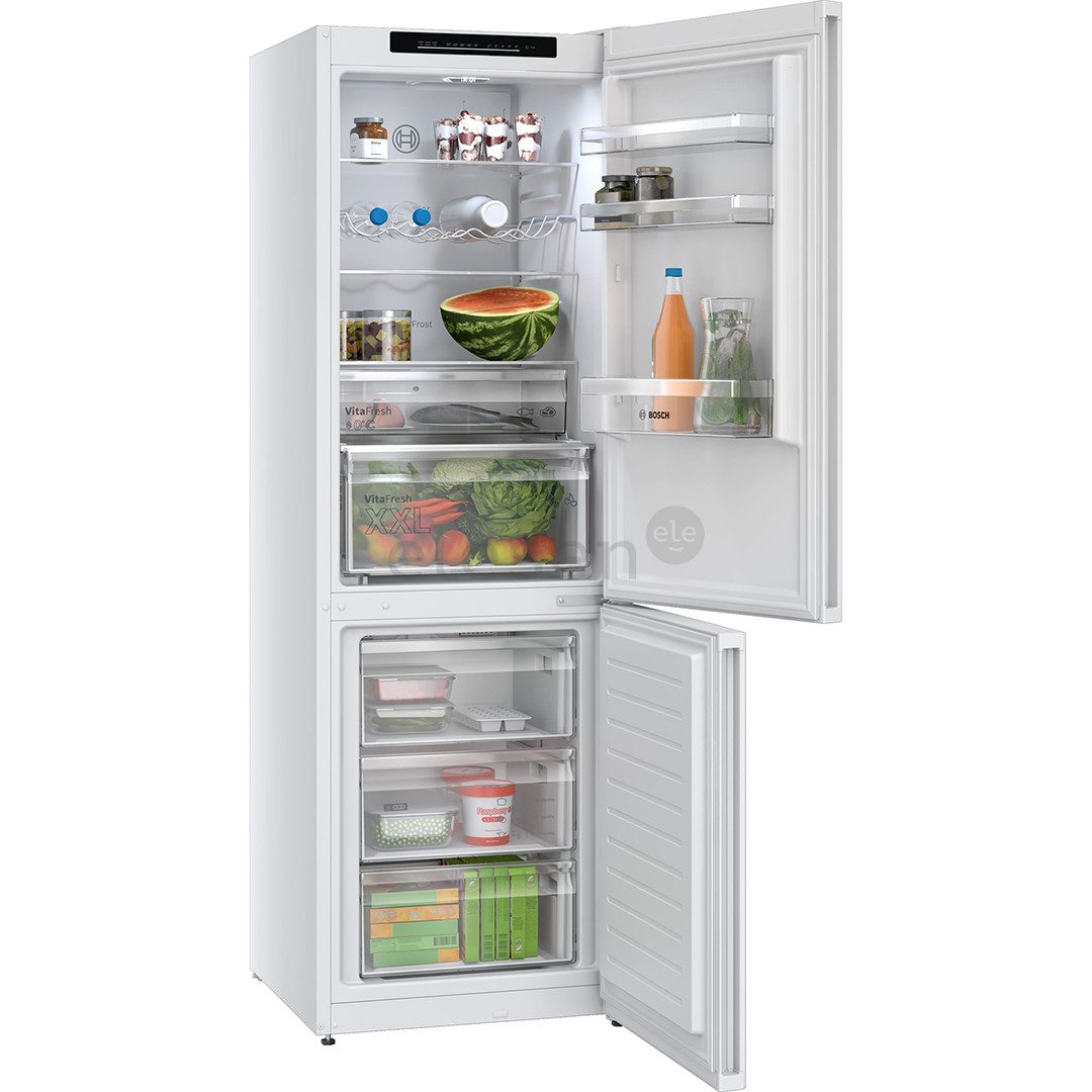 Bosch, Series 4, NoFrost, 321 L, aukštis 186 cm, baltas - Šaldytuvas