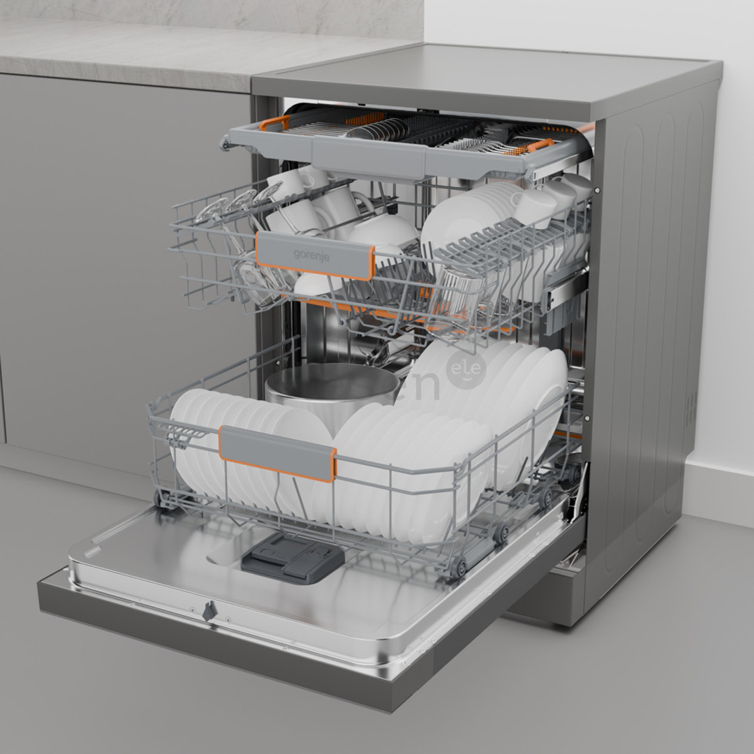 Gorenje G600, 16 komplektų talpa, plotis 59,9 cm, sidabro spalvos - Indaplovė