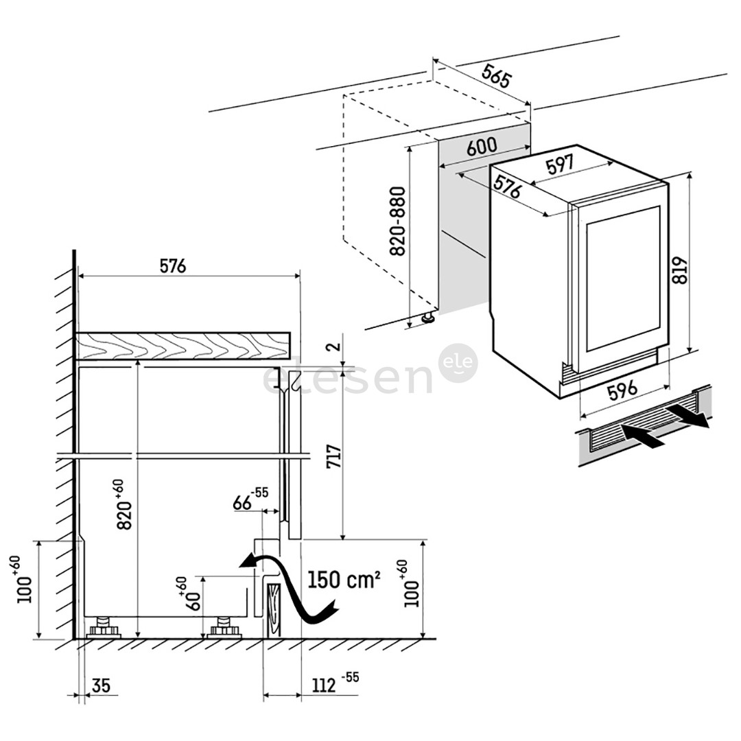 Liebherr Vinidor, 32 бутылки, высота 82 см, черный - Интегрируемый винный шкаф