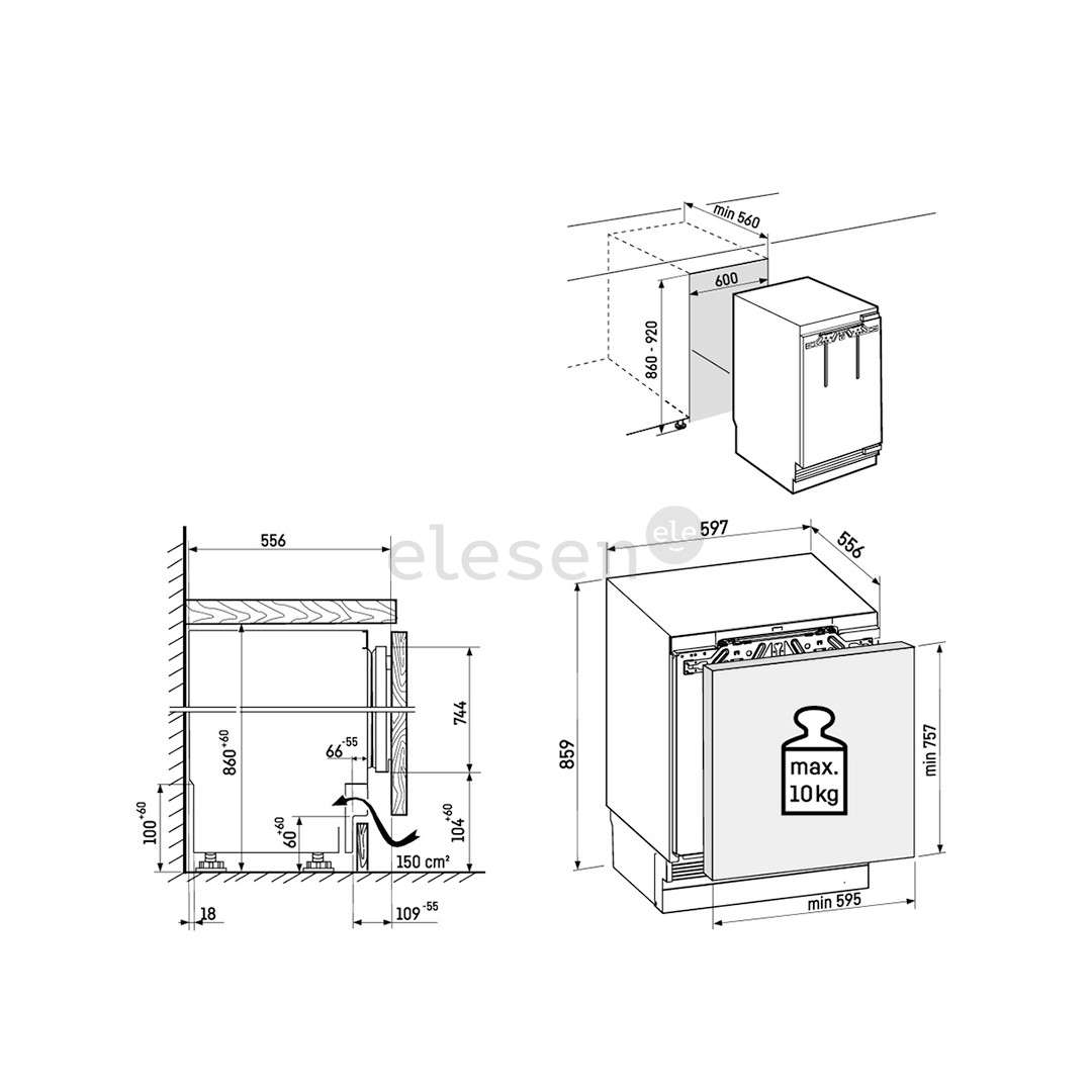 Liebherr Prime, 133 L, aukštis 86 cm - Įmontuojamas šaldytuvas