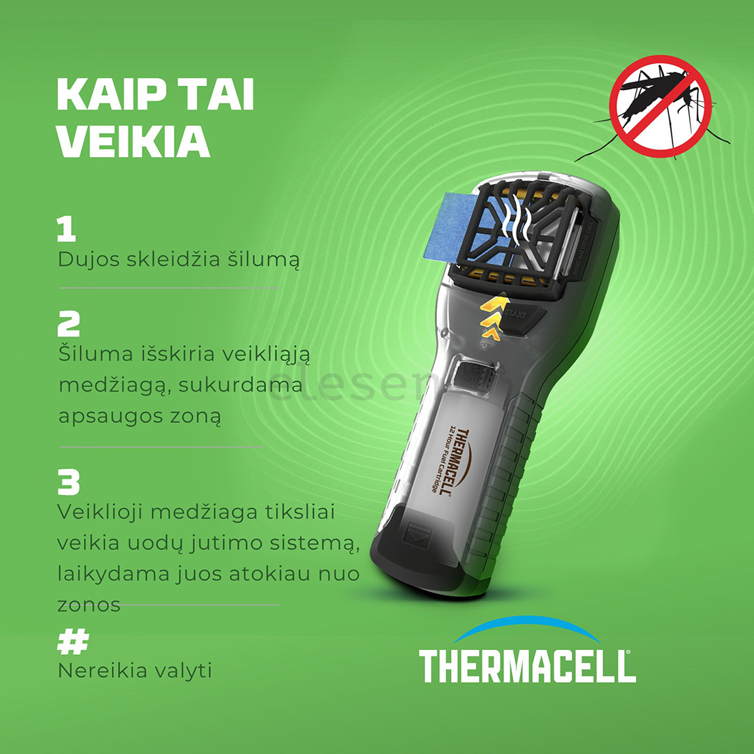 Thermacell MR300, juodas - Nešiojamas vabzdžių atbaidymo prietaisas