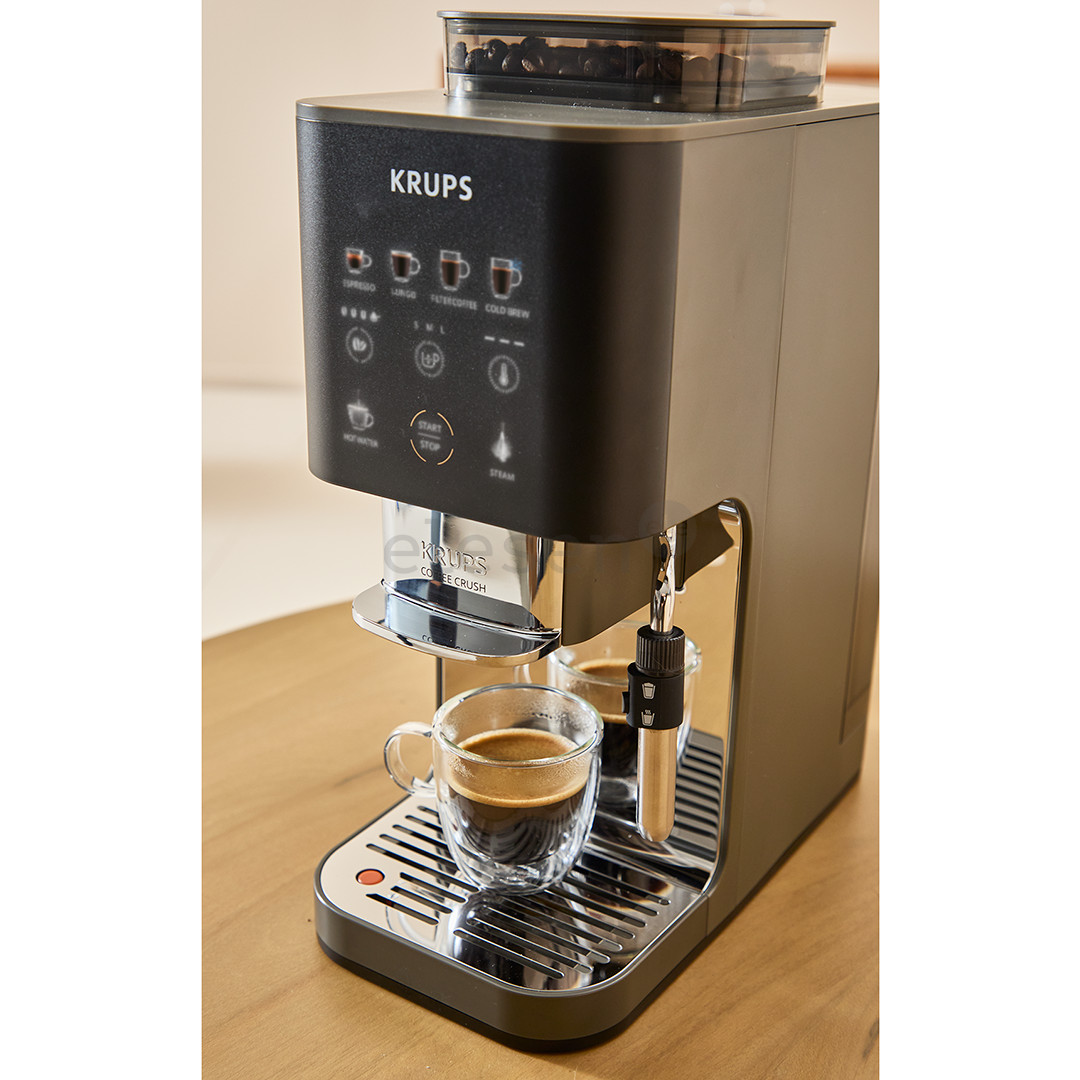 Krups Coffee Crush Experience, juodas/sidabro spalvos - Kavos aparatas