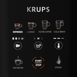 Krups Coffee Crush Experience, juodas/sidabro spalvos - Kavos aparatas