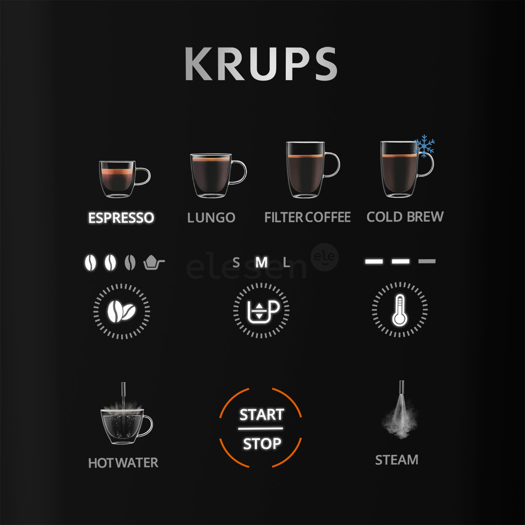 Krups Coffee Crush Experience, juodas/sidabro spalvos - Kavos aparatas