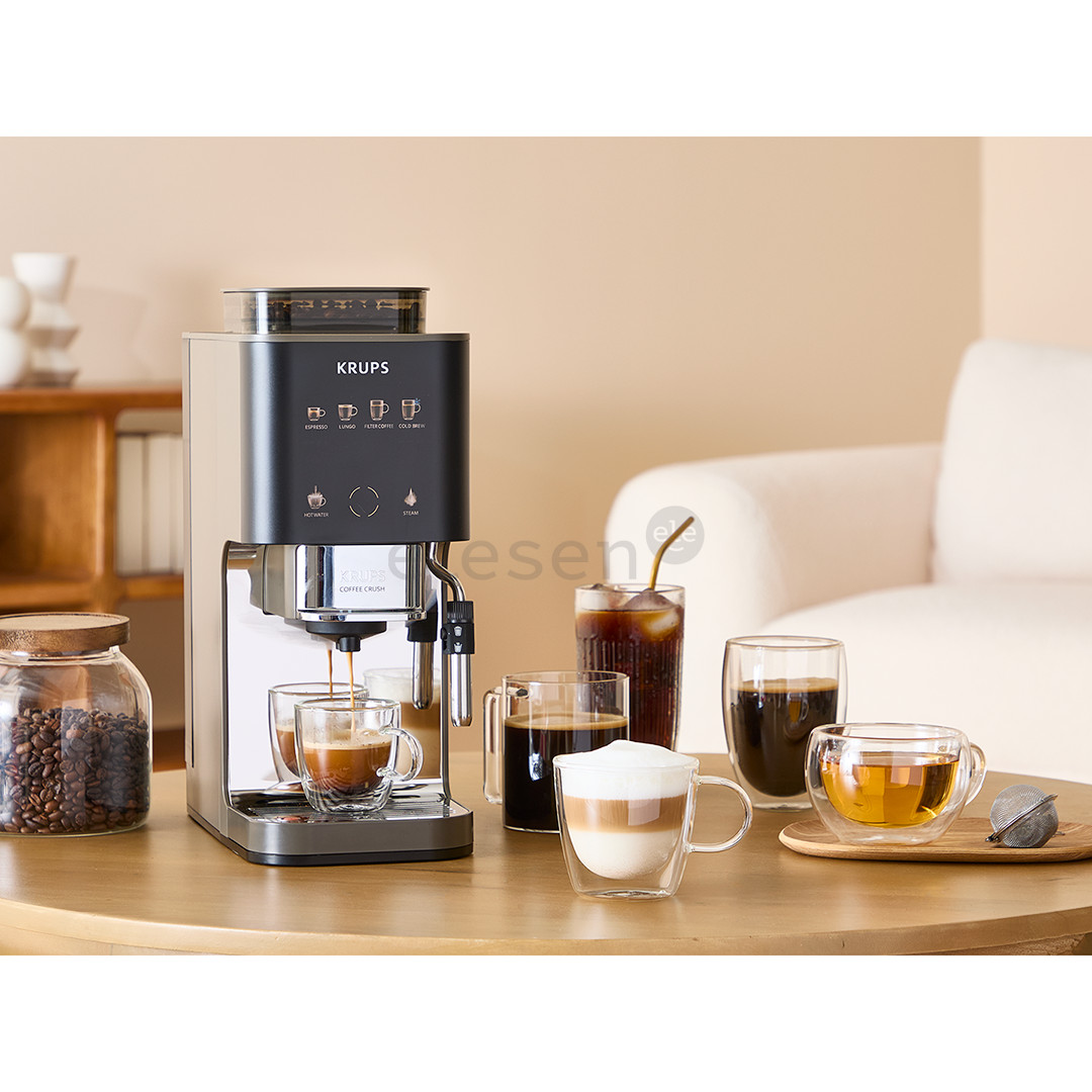 Krups Coffee Crush Experience, juodas/sidabro spalvos - Kavos aparatas