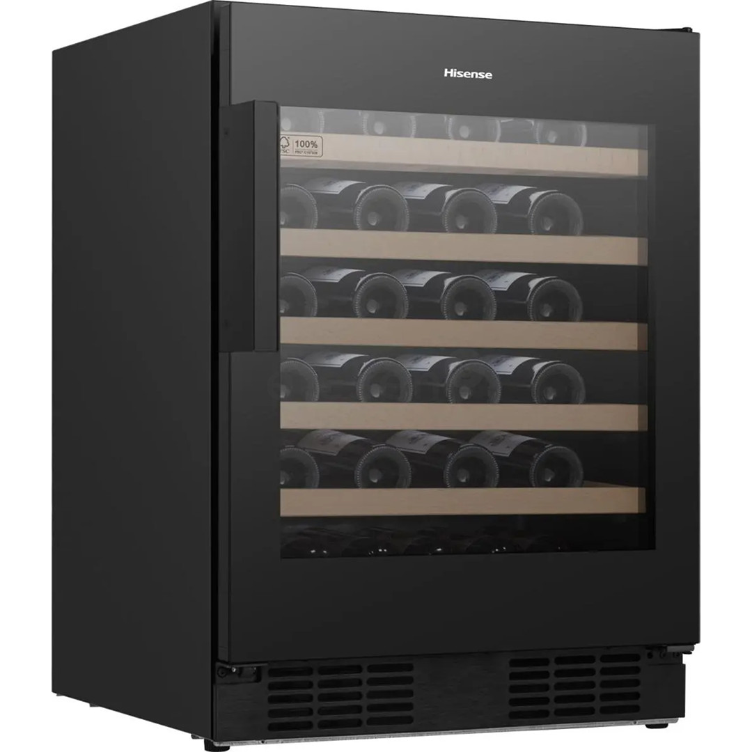 Hisense, 46 buteliai, aukštis 82 cm, juodas - Vyno šaldytuvas