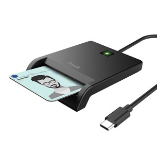 Trust Primo Smart ID Card Reader, USB-C, USB-A, black - Smart card reader