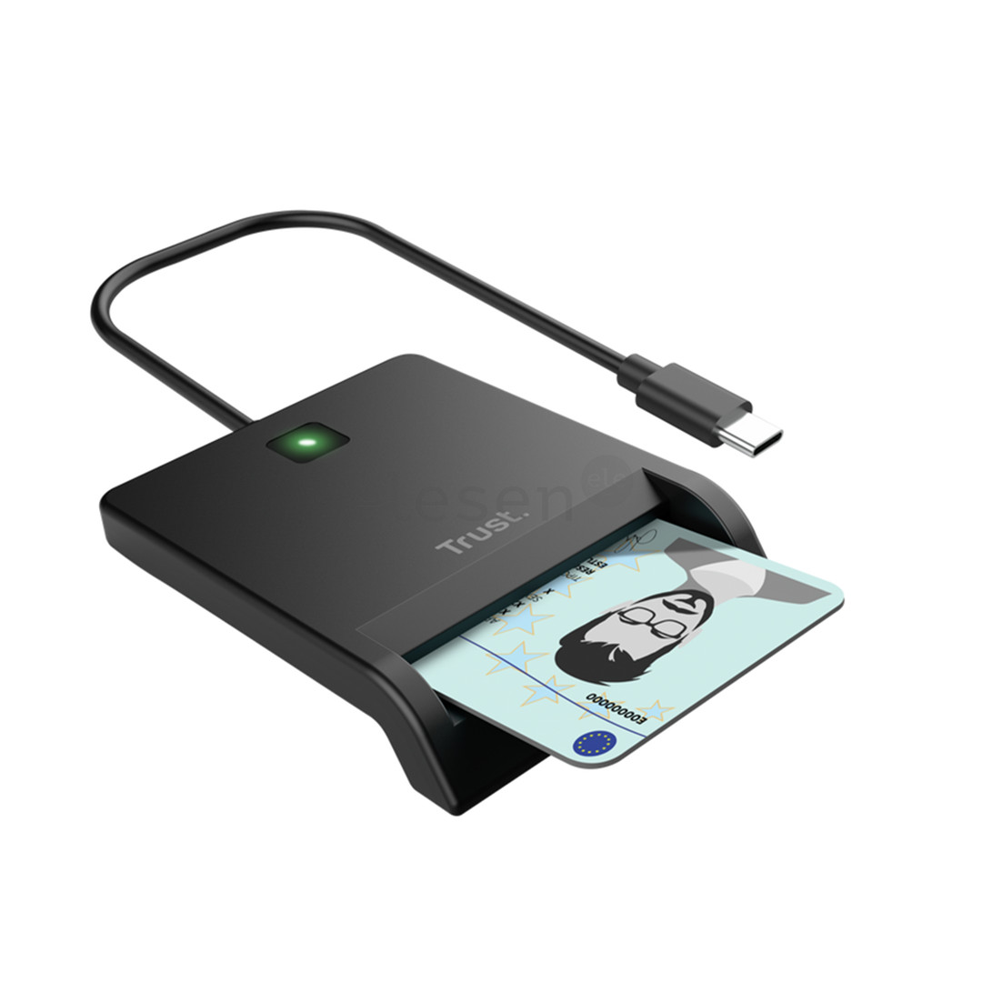 Trust Primo Smart ID Card Reader, USB-C, USB-A, black - Smart card reader