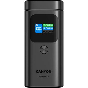 Canyon OnPower 150, 15 000 mAh, USB-A, USB-C, Qi2, tamsiai pilka - Išorinė baterija