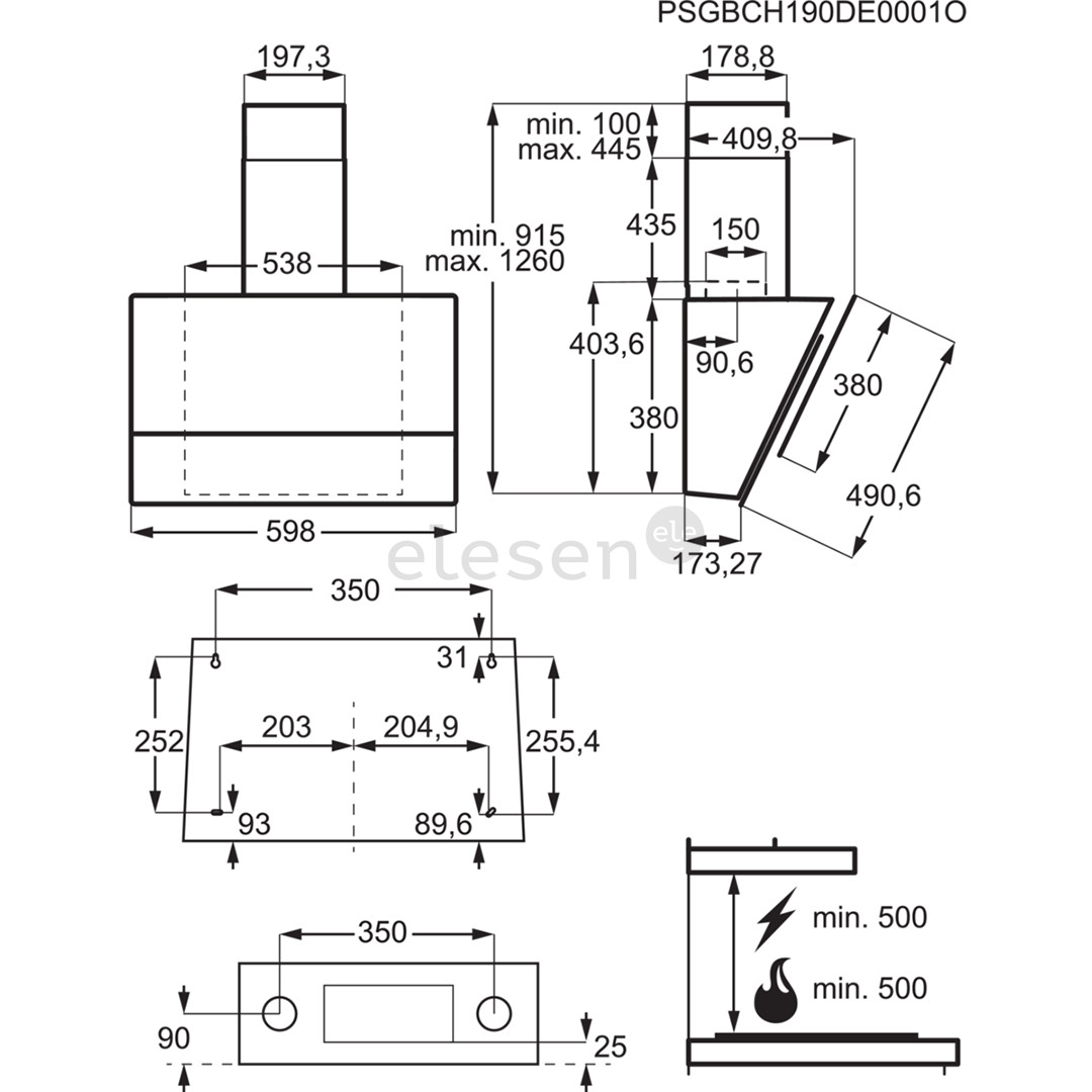 Electrolux, 615 m³/val., plotis 59,8 cm, juodas - Gartraukis