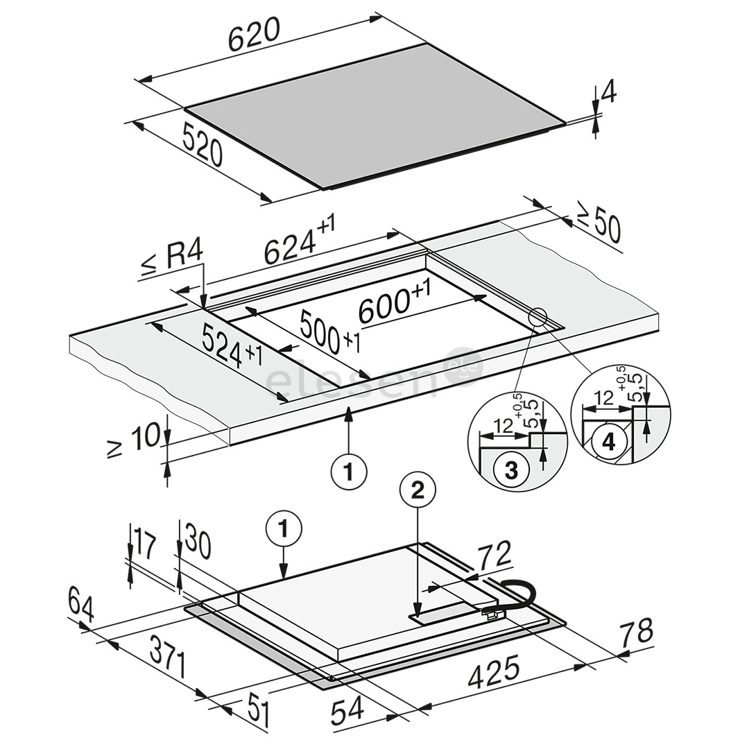 Miele, width 62 cm, black - Built-in induction hob