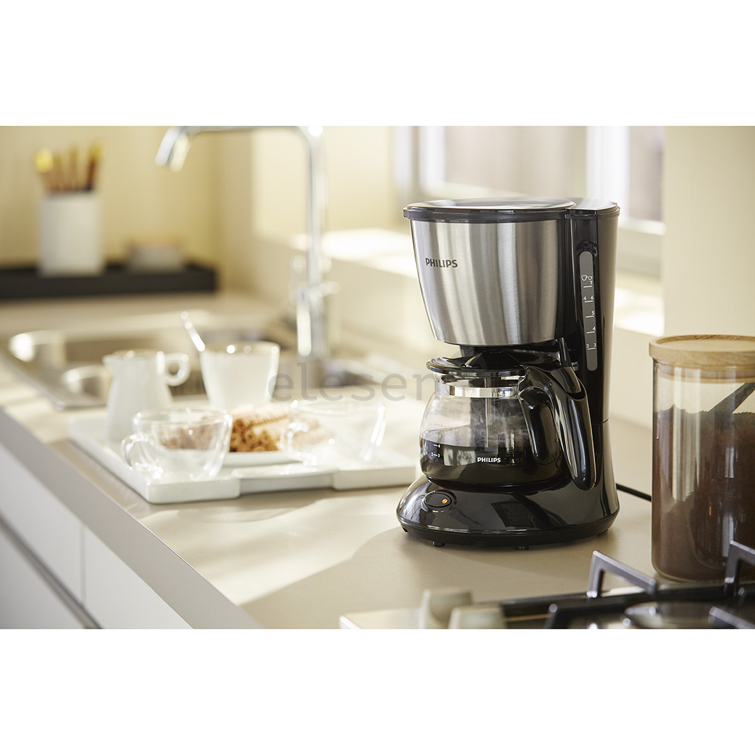 Philips Daily Collection, резервуар для воды 0,6 л, черный/серебристый - Кофеварка Товар - HD7435/20