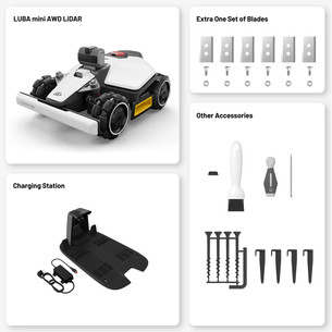 Mammotion LUBA mini AWD LiDAR 1500, baltas/juodas - Vejos robotas