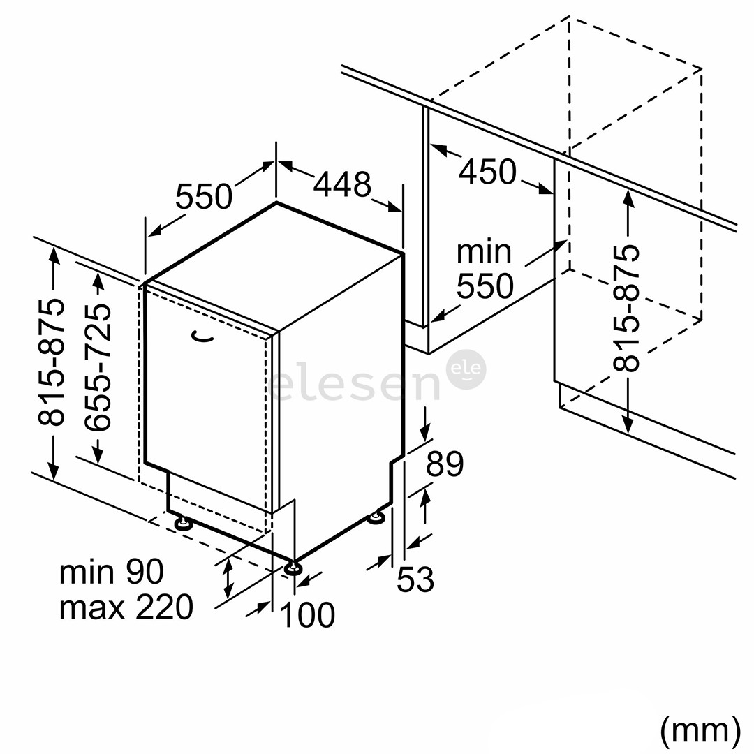 Bosch, Series 4, 10 komplektų talpa - Įmontuojama indaplovė