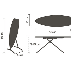 Brabantia, D, 135x45 cm, black - Steam & ironing board