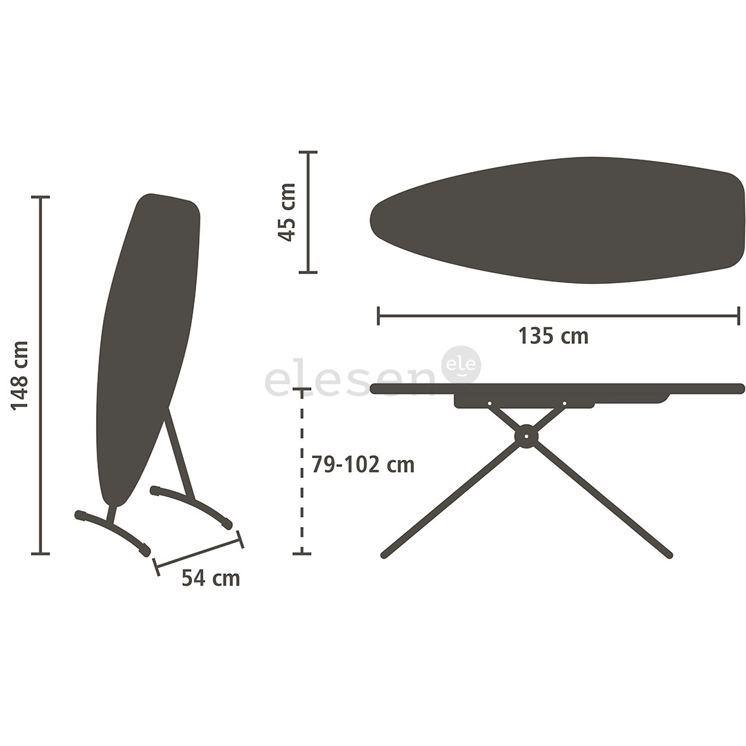 Brabantia, D, 135x45 cm, black - Steam & ironing board