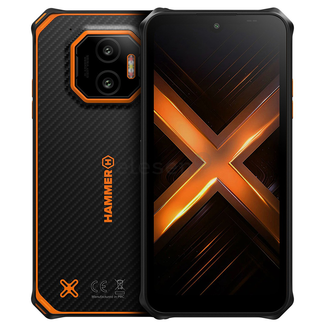 HAMMER Energy X2 5G, 6GB, 128GB, juodas/oranžinis - Išmanusis telefonas