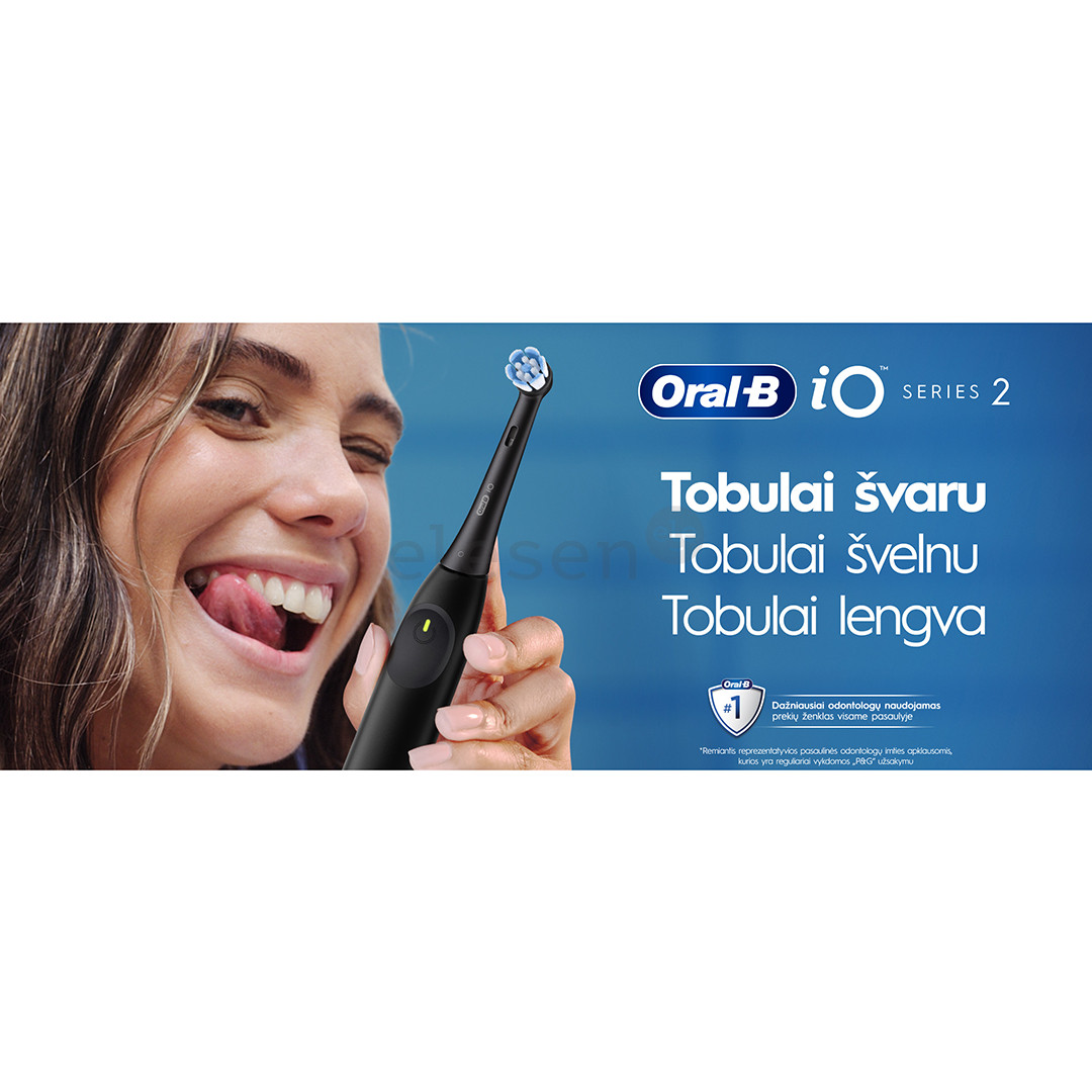 Braun Oral-B iO2, juodas - Elektrinis dantų šepetėlis